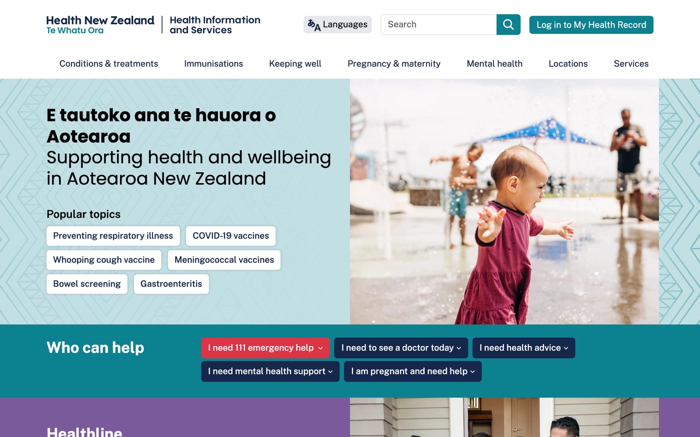 info.health.nz home page