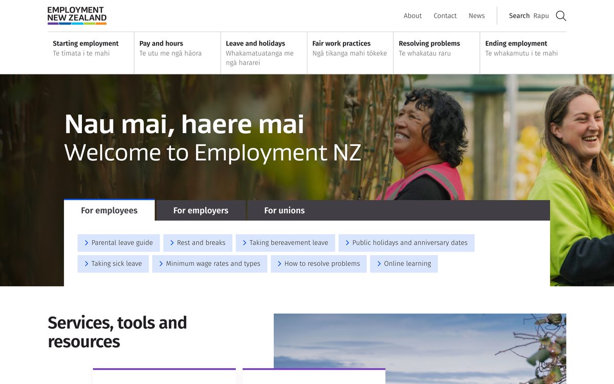 Employment New Zealand home page