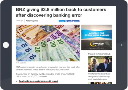 Newshub on an iPad