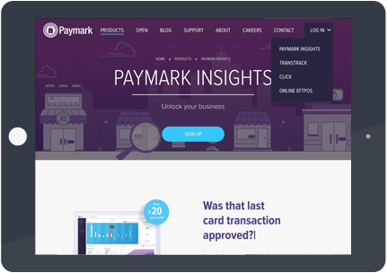 Paymark Website on an iPad