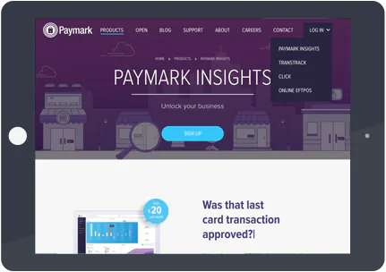 Paymark Website on an iPad